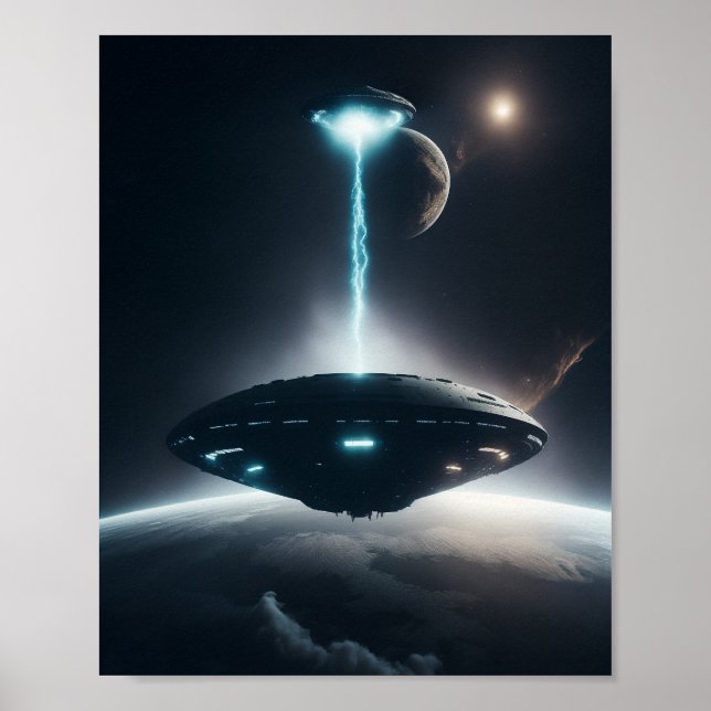 Poster UFO SCI FI Wall Art Poster Alien (Devant)