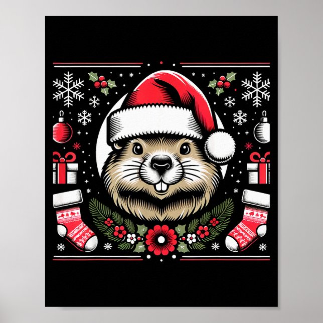 Poster Ugly Christmas Groundhog  (Devant)