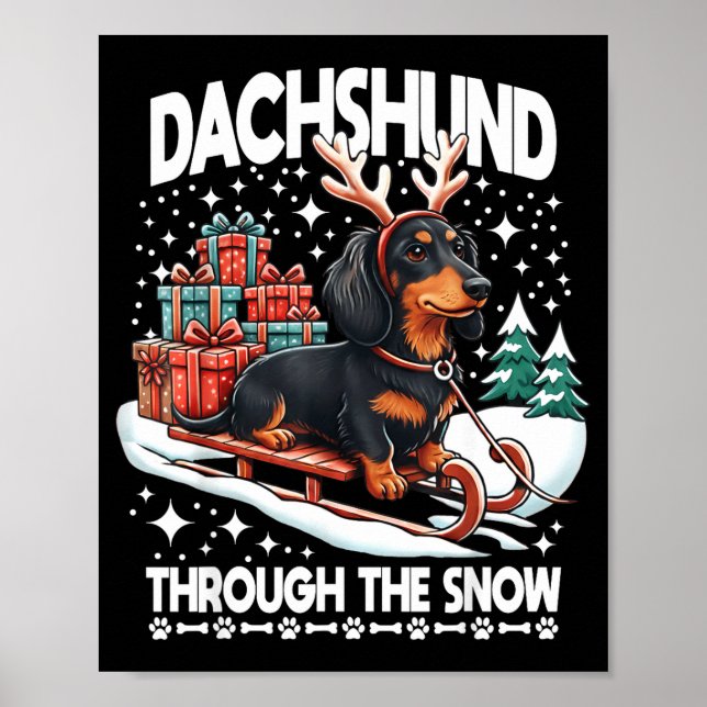 Poster Ugly Dachshund Christmasthrough The Snow Gift Chri (Devant)