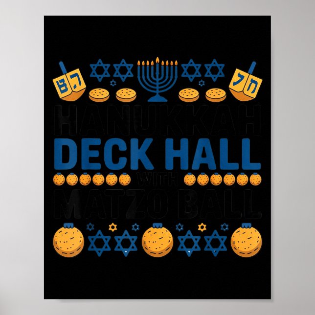 Poster Ugly Hanukkah Deck Hall With Matzo Ball Chanukah  (Devant)