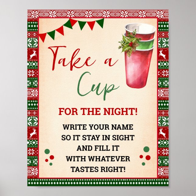 Poster Ugly Sweater Take a Cup for the Night Sign (Devant)