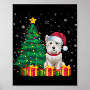 Poster Ugly Westie Santa Hat Noël Lumières Amoureux des c