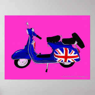 Poster UJ Blue Scooter Pop Art Print