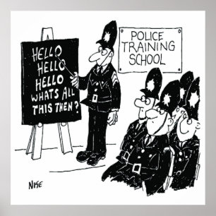 Poster UK Police Training School Funny Cartoon