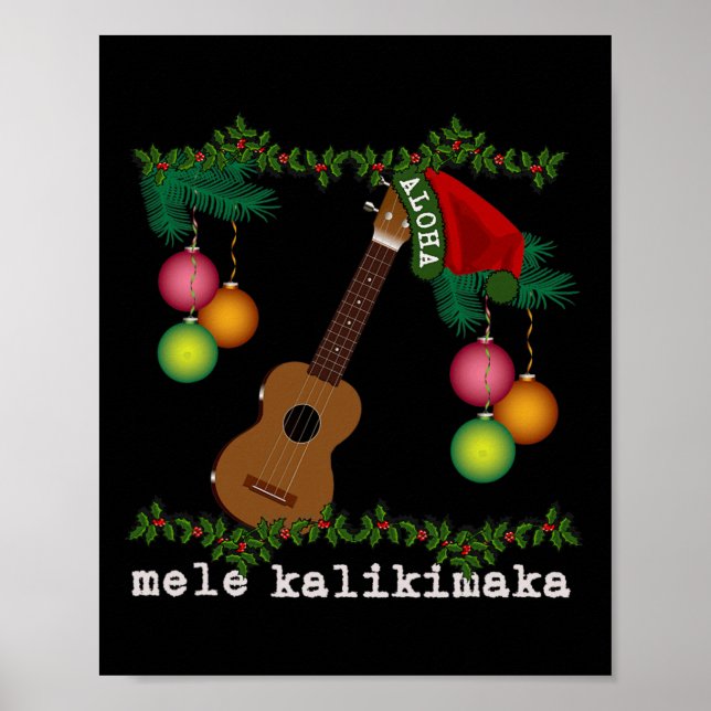 Poster Uke Mele Kalikimaka Ukulele Chansons de Noël Aloha (Devant)