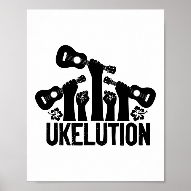 Poster Ukelution Ukulele Joueur Hawaïen Musicien (Devant)