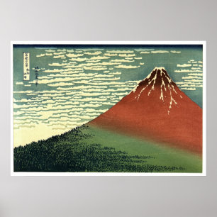 Poster Ukiyo-e South Wind Sky ou Fuji rouge de Hokusai