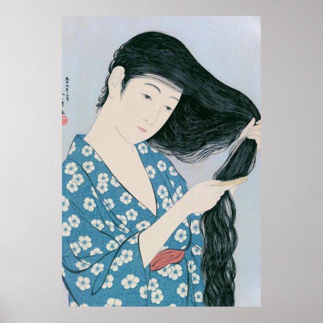 Poster Ukiyoe [Goyo] Peignage des cheveux (XL) (Devant)