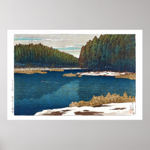 Poster ukiyoe - hasui - C12 - Neige Lingering à Inoka...