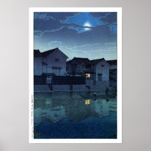 Poster ukiyoe hasui n07 Matsue, Izumo (lune brumeuse)