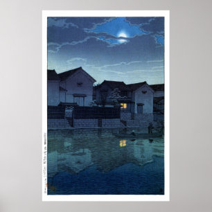 Poster ukiyoe hasui n07 Matsue, Izumo (lune brumeuse)