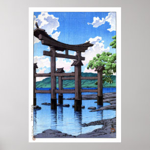 Poster ukiyoe hasui n20 Gozanoishi Sanctuaire au lac Taza