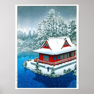 Poster ukiyoe - hasui - n°26 Neige au parc Inokashira -