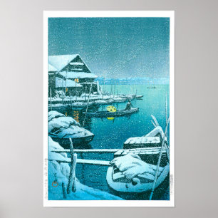 Poster ukiyoe - hasui - n°27 Neige à Mukōjima -