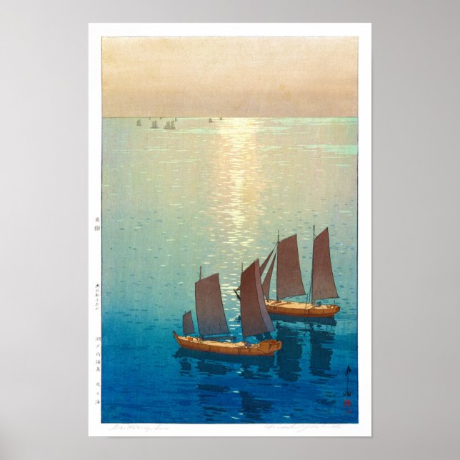 Poster ukiyoe - Yoshida - 01 - Mer scintillante (Devant)