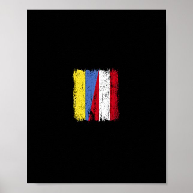 Poster Ukraine Autriche Drapeau Demi Ukrainien Héritage A (Devant)
