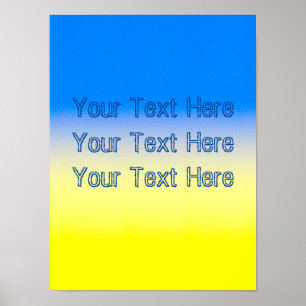Poster Ukraine bleue et jaune Texte personnalisé inspiré