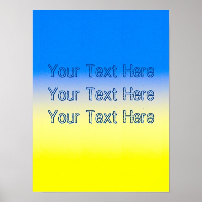 Poster Ukraine bleue et jaune Texte personnalisé inspiré (Devant)