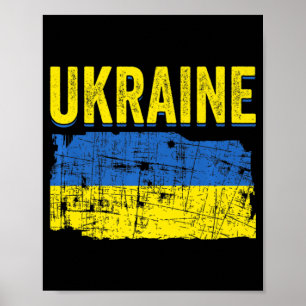 Poster Ukraine Carte du Drapeau Amour Soutenez Ukrainiens