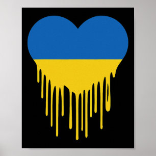 Poster Ukraine Cœur Saignant Soutien Et Soutenez L'Ukra