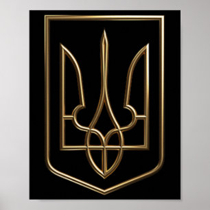 Poster Ukraine Crête Gerfaucon Trident Avec Armoiries