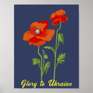Poster Ukraine "fleur de pavot" de paix coloré