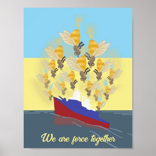 Poster Ukraine "jaune bleu" coloré (Devant)