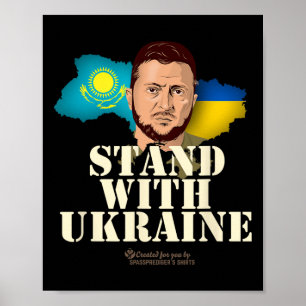 Poster Ukraine Kazakhstan Volodymyr Zelensky Soutenez l'U