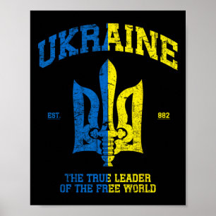 Poster Ukraine Le Leader Du Monde Libre Vintage Ukrai