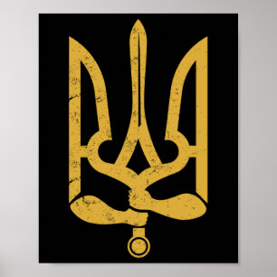 Poster Ukraine Ukrainien Kiev Trysub Drapeau 10 