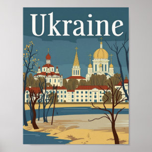 Poster Ukraine Vintage célèbre lieu de voyage