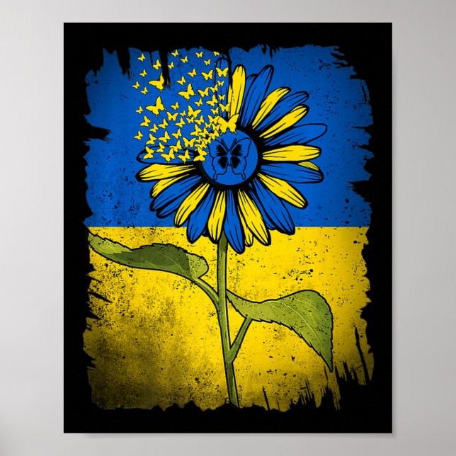 Poster Ukraine vintage Tournesol Papillon Ukraine Ukraine (Devant)