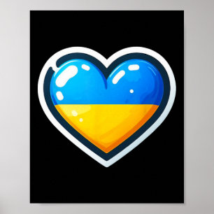 Poster Ukrainien Bynner Fan Drapeau Ukraine Cœur Mignon 
