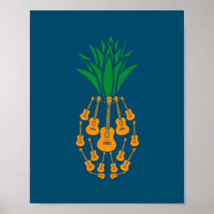 Poster Ukulele Guitar Hawaii Musique Ananas Fruit Uke