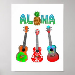 Poster Ukulélé hawaïenne Aloha Hawaï