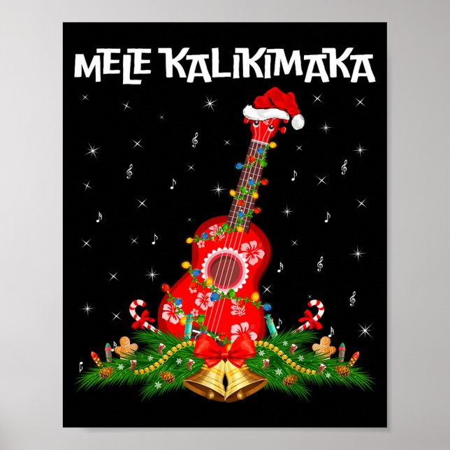 Poster Ukulele Hawaiian Mele Kalikimaka Ukulele Guitar Ch (Devant)