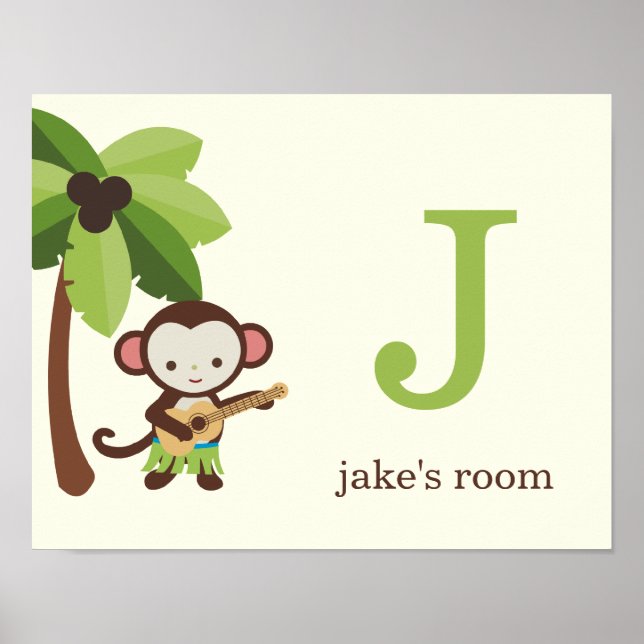 Poster Ukulele Singe Personnalisé Kids Wall Art (Devant)
