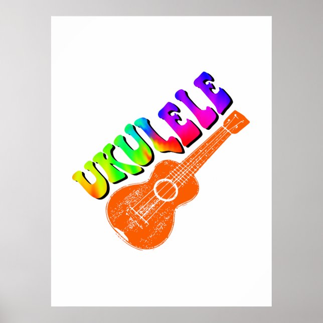 Poster Ukulele Tie Dye Texte Super Art (Devant)