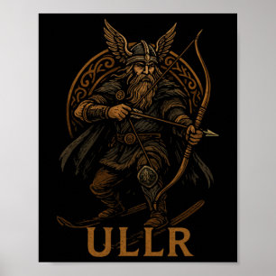 Poster Ullr dieu nordique du tir à l'arc et du ski 
