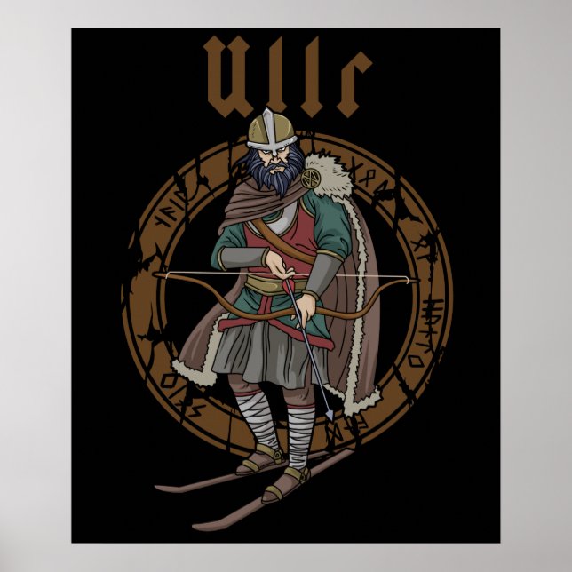 Poster Ullr Ski Sports d'hiver Cadeaux Ski Viking (Devant)