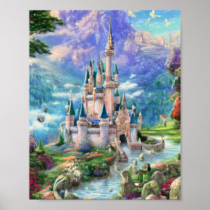 Poster Ultra Detailed Whimsical Fairytale Castle Triptych