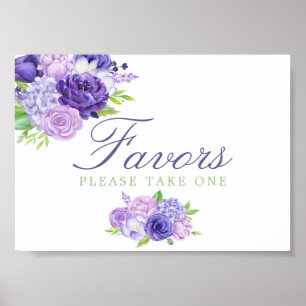 Poster Ultra Violet Floral Aquarelle Mariage Faveurs sign