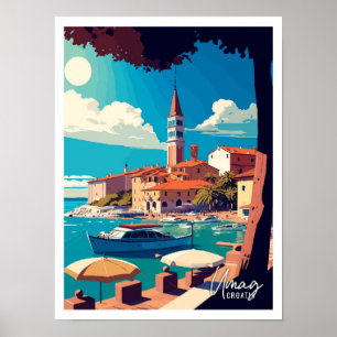 Poster Umag Croatia Art Vintage voyage Illustration