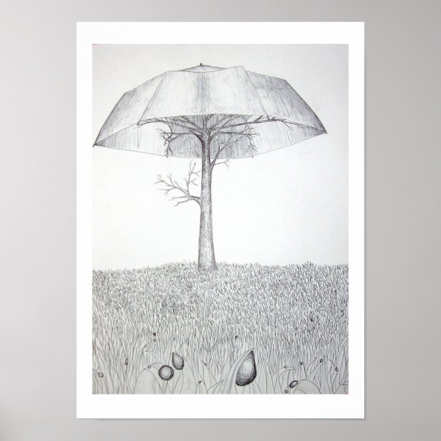 Poster Umrella Tree B&W (Devant)