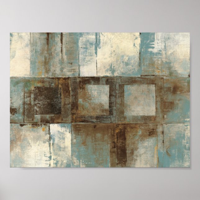 Poster Un Abstrait en bleu et Brown (Devant)