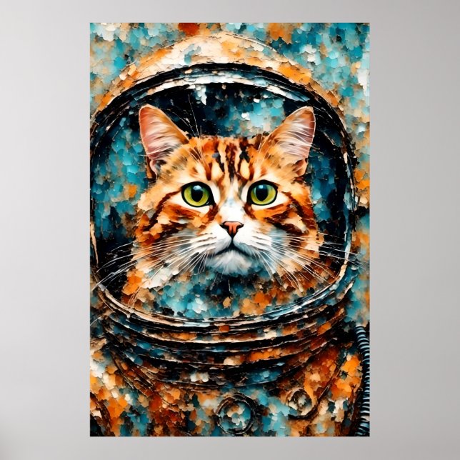 Poster un adorable astronaute de chat (Devant)