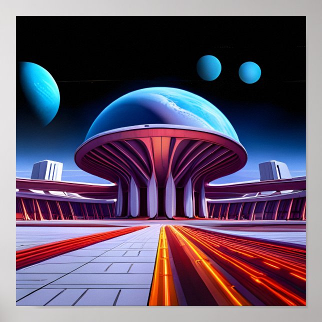 Poster Un Aéroport Intergalactique Dans L'Espace (Devant)