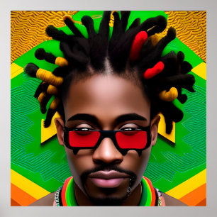 Poster Un Africain Black King Melanin Bruh Brother