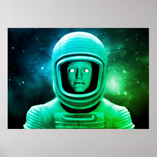 Poster Un alien vert mal à l'aise venu du mur de la galax