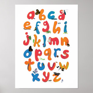 Poster Un Alphabet de Collection de Insectes pour Enfants